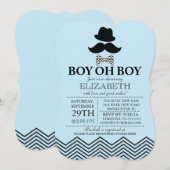 Invitation Modern Boy Oh Boy Little Man Mustache Baby shower (Devant / Derrière)