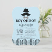 Invitation Modern Boy Oh Boy Little Man Mustache Baby shower (Debout devant)