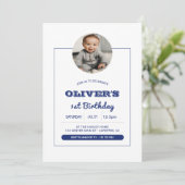 Invitation Modern Boys Photo 1er anniversaire (Debout devant)