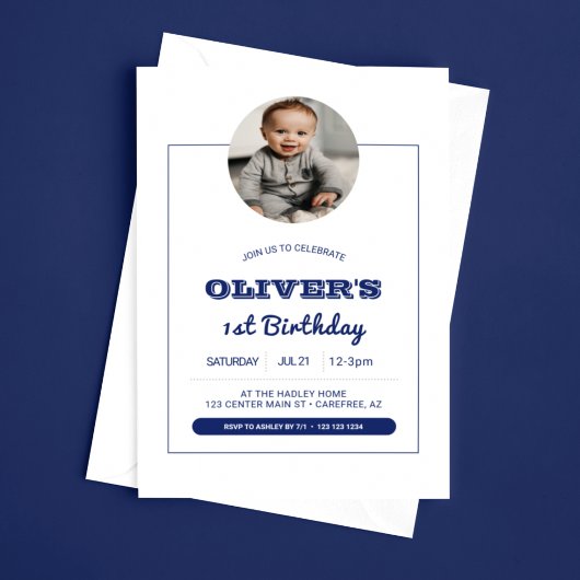 Invitation Modern Boys Photo 1er anniversaire