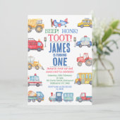 Invitation Modern Boys Photo Transport 1er anniversaire (Debout devant)