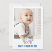 Invitation Modern Boys Photo Transport 1er anniversaire (Dos)