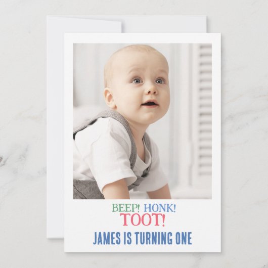 Invitation Modern Boys Photo Transport 1er anniversaire (Dos)