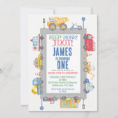 Invitation Modern Boys Road Transport 1er Anniversaire Invita (Devant)