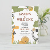 Invitation Modern Boys Safari Photo Wild Un Anniversaire (Debout devant)