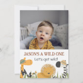 Invitation Modern Boys Safari Photo Wild Un Anniversaire (Dos)