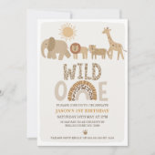 Invitation Modern Boys Safari Wild One 1er anniversaire (Devant)
