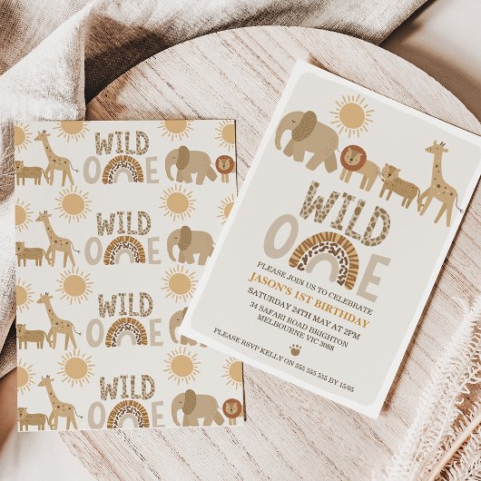 Invitation Modern Boys Safari Wild One 1er anniversaire