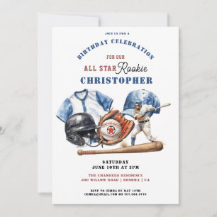 Invitation Modern Boys Sports Baseball Stade Anniversaire
