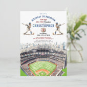 Invitation Modern Boys Sports Baseball Stade Anniversaire (Debout devant)