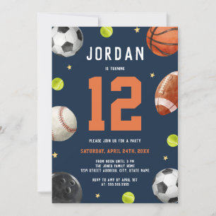 Invitation Modern Boys Sports Thème Anniversaire