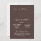 Invitation  Modern Brown Wedding Flat Program (Devant)