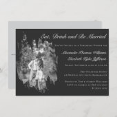 Invitation Modern Brushstroke Photo Black Rehearsal Dinner (Devant / Derrière)