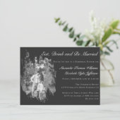 Invitation Modern Brushstroke Photo Black Rehearsal Dinner (Debout devant)