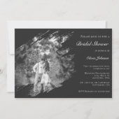 Invitation Modern Brushstroke Photo Bridal Shower Soft Black (Devant)