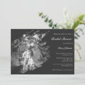 Invitation Modern Brushstroke Photo Bridal Shower Soft Black (Debout devant)