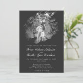 Invitation Modern Brushstroke Photo Wedding | Soft Black (Debout devant)