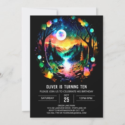 Invitation Modern Brushwood Magic Birthday (Devant)