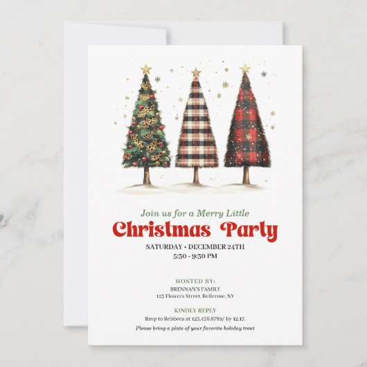 Invitation Modern buffalo plaid Christmas tree printable (Devant)