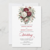 Invitation Modern Burgundy and White Flowers Wedding Invite (Devant)