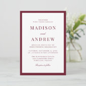 Invitation Modern Burgundy Border Wedding (Debout devant)