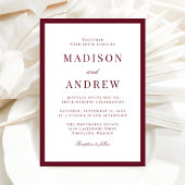 Invitation Modern Burgundy Border Wedding