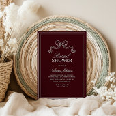 Invitation Modern Burgundy Bow Elegant Timeless Bridal Shower