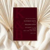 Invitation Modern Burgundy Monogram Minimalist Wedding