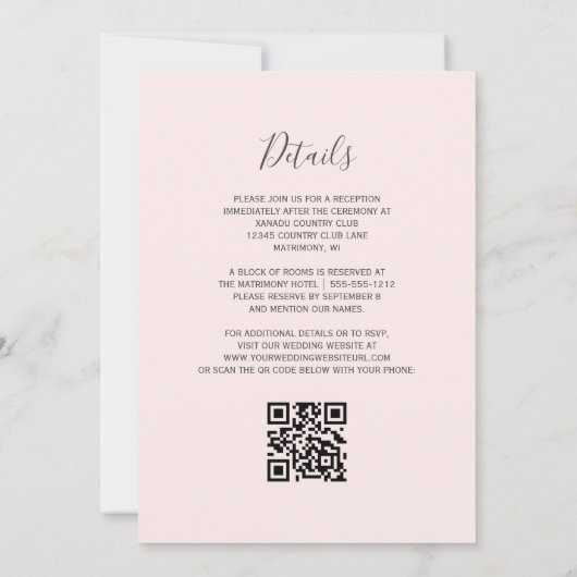 Invitation Modern Burgundy Silver Agate Blush QR Code Wedding (Dos)