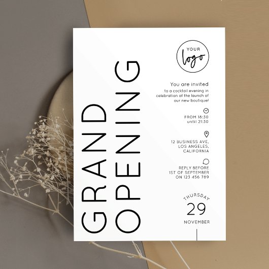 Invitation Modern Business Logo Grand Opening Simple