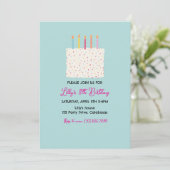Invitation Modern Cake Birthday Invitation, Colorful Sprinkle (Debout devant)