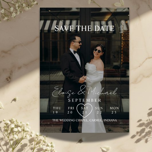 Invitation Modern Calendar Week Photo Save The Date Wedding