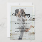 Invitation Modern Calligraphy Photo Faux Gold Wedding  (Devant)