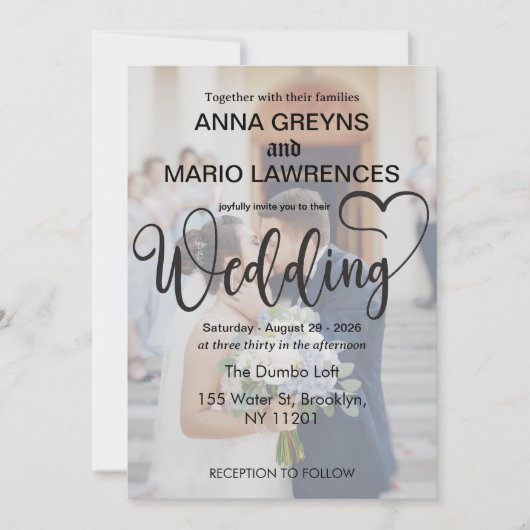 Invitation Modern Calligraphy Script 2 Photo Overlay Wedding (Devant)