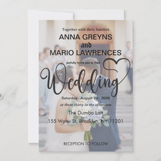 Invitation Modern Calligraphy Script 2 Photo Overlay Wedding (Devant)