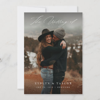 Invitation Modern Calligraphy Script Photo QR Code Wedding
