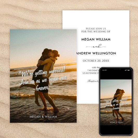Invitation Modern casual photo wedding