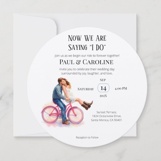 Invitation Modern Casual Romantic Couple Wedding Illustration (Devant)