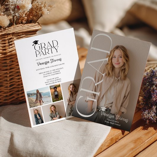 Invitation Modern Casual Simple Trendy 6 photos graduation