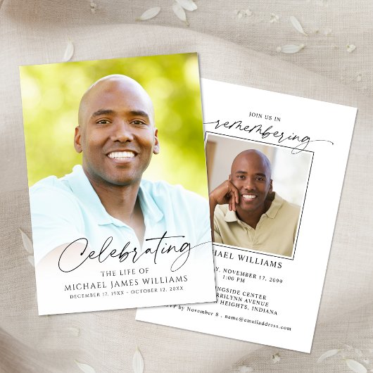 Invitation Modern Celebration of Life Funeral Memorial Photo