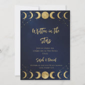 Invitation Modern Celestial Navy and Gold Moon Stars Wedding  (Devant)