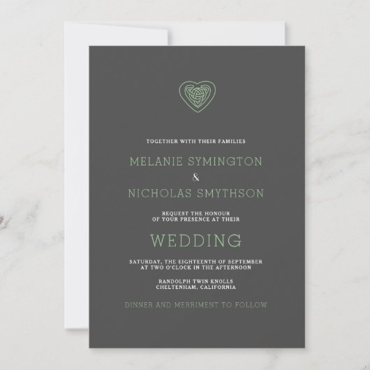 Invitation Modern Celtic Heart Irish Wedding Invitation, 3981 (Devant)