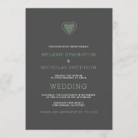 Modern Celtic Heart Irish Wedding Invitation, 3981