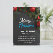 Invitation Modern Chalkboard Red Ornaments Christmas Party  (Debout devant)