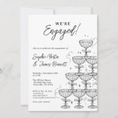Invitation Modern Champagne Tower Photo Engagement (Devant)