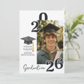 Invitation Modern Charcoal 4 Photo Graduation Invite (Debout devant)