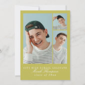 Invitation Modern Chartreuse Photo Graduation Party (Dos)