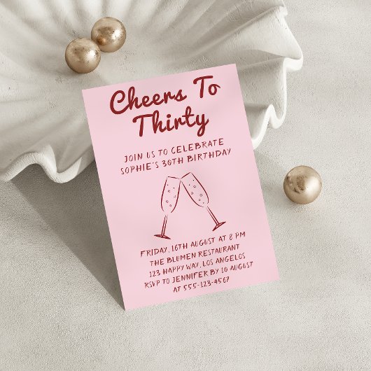 Invitation Modern “Cheers to Thirty” Wine 30th Birthday Party