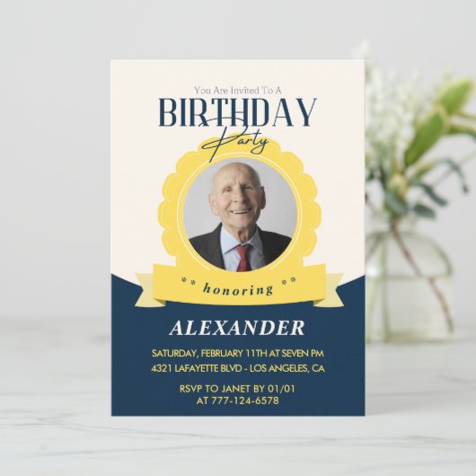 Invitation Modern Chic 96e anniversaire (Debout devant)