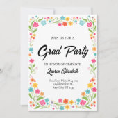 Invitation modern chic boho bright wild flowers graduation (Devant)